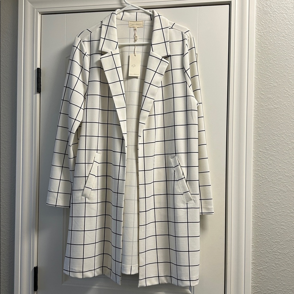 MELLODAY White and Black Checkered Jacket